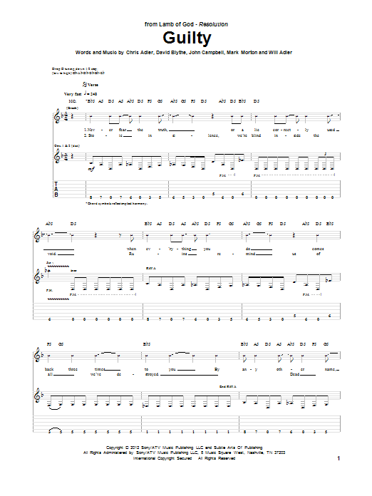 Product gallery: Page 1 of 1 Guilty, Lamb Of God