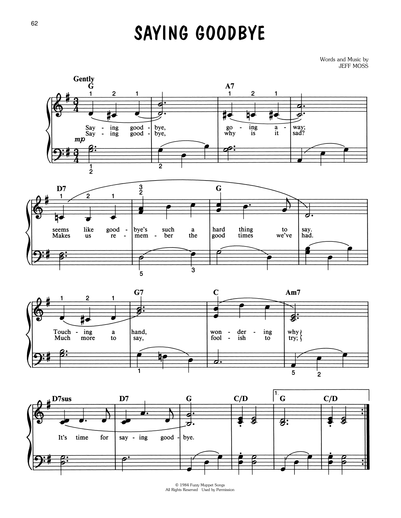 Produktbild zu: Saying Goodbye (from The Muppets Take Manhattan)