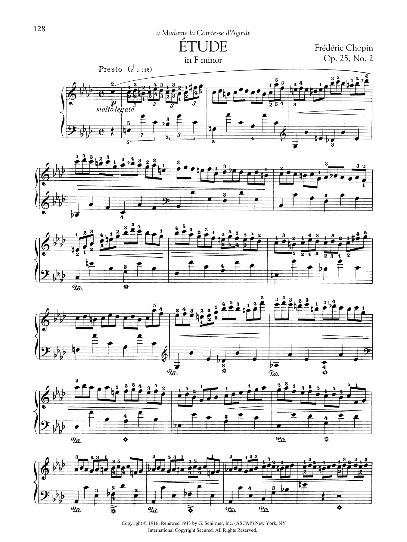 Product gallery: Page 1 of 1 Etude in F minor, Op 25, No. 2, Frédéric Chopin