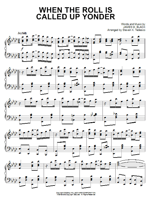 Product gallery: Page 1 of 1 When The Roll Is Called Up Yonder [Ragtime version], Steven Tedesco