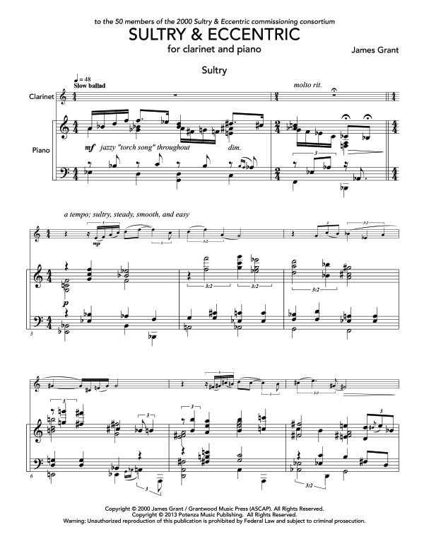 Product gallery: Page 1 of 11 Sultry & Eccentric, , (clarinet in Bb and piano)