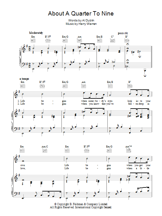 Product picture to:  About A Quarter To Nine - Harry Warren