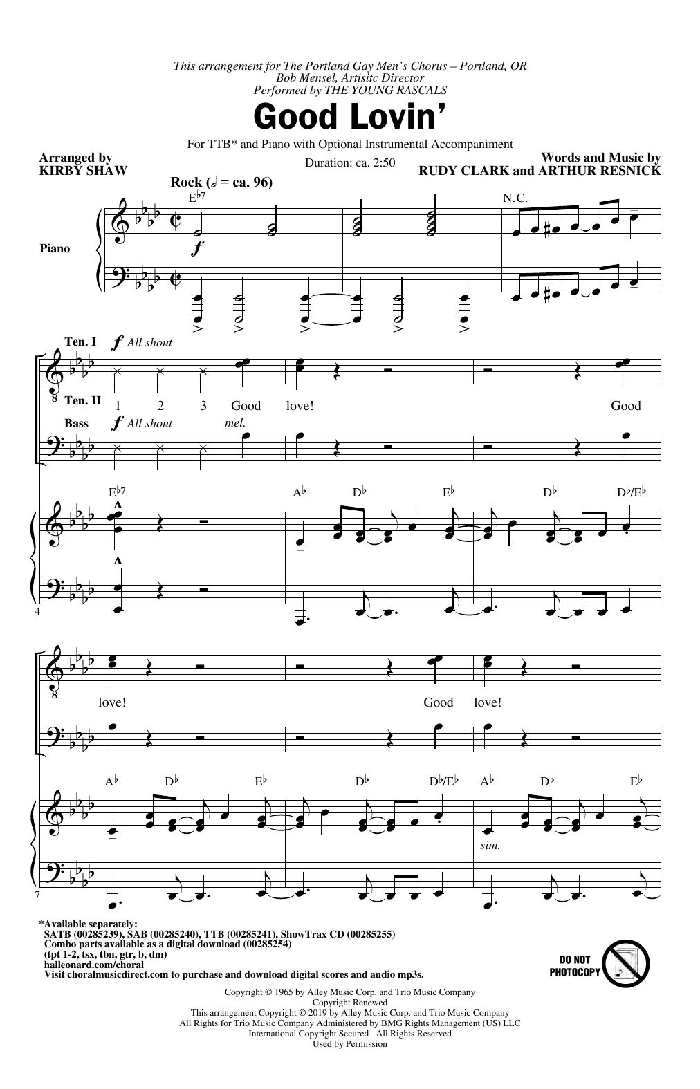 Produktgalerie: Seite 1 von 1 Good Lovin' (arr. Kirby Shaw), The Young Rascals, Chor