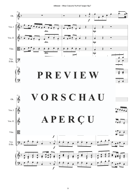 Product gallery: Page 10 of 11 Concerto No.9 in F-Dur Op.7, , Solo Oboe, String Ensemble, and Harpsichord (B.C.)