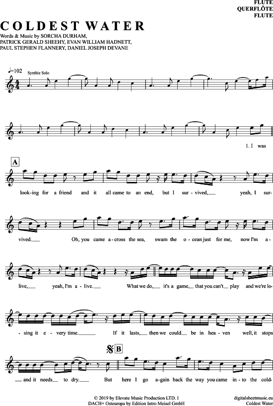 Product gallery: Page 1 of 4 Coldest Water , Walking On Cars, (transverse flute)