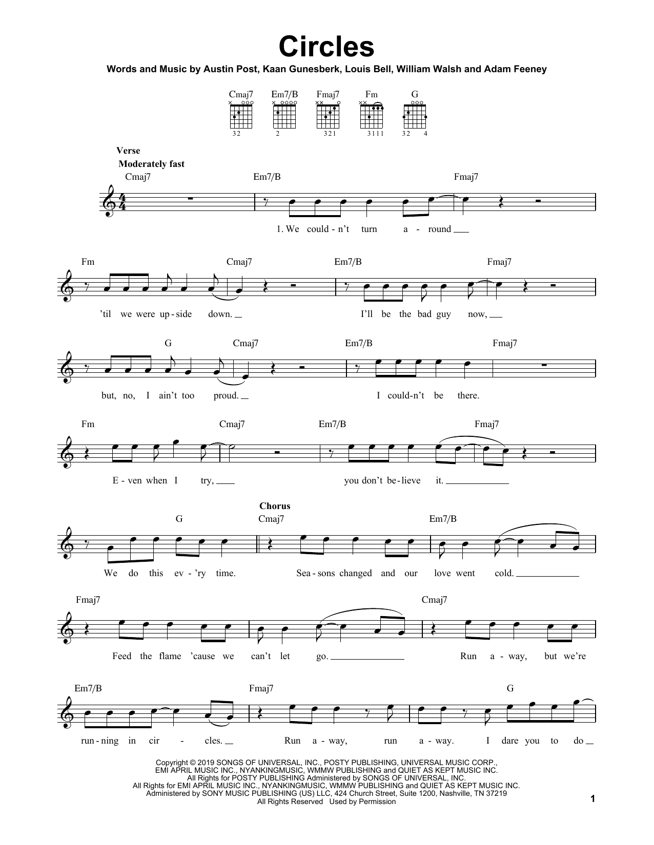 Circles sheet music by Post Malone smd1380021 notendownload