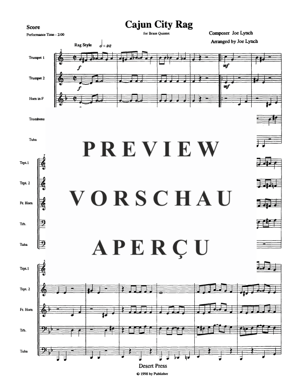 Produktgalerie: Seite 3 von 11 Cajun City Rag, , Blechbläserquintett