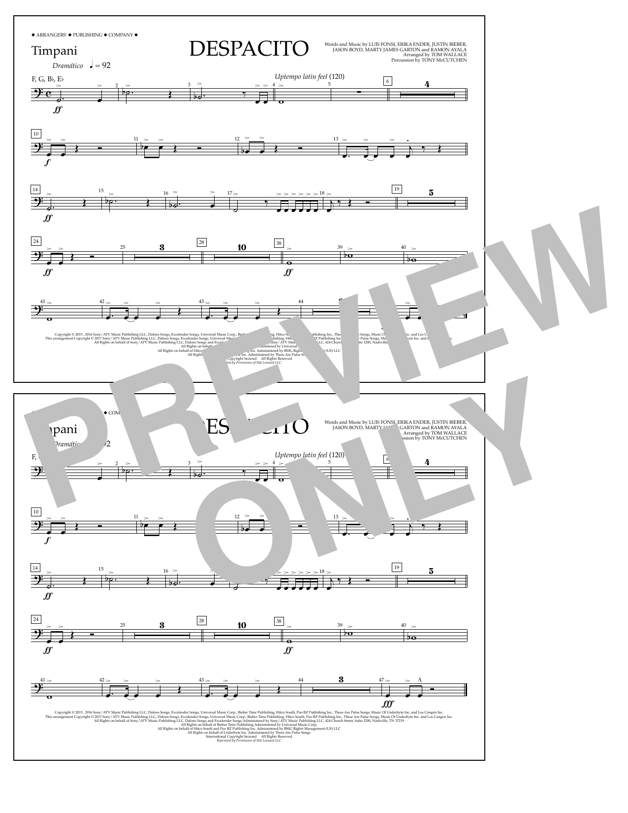 Produktbild zu: Despacito (arr. Tom Wallace) - Timpani