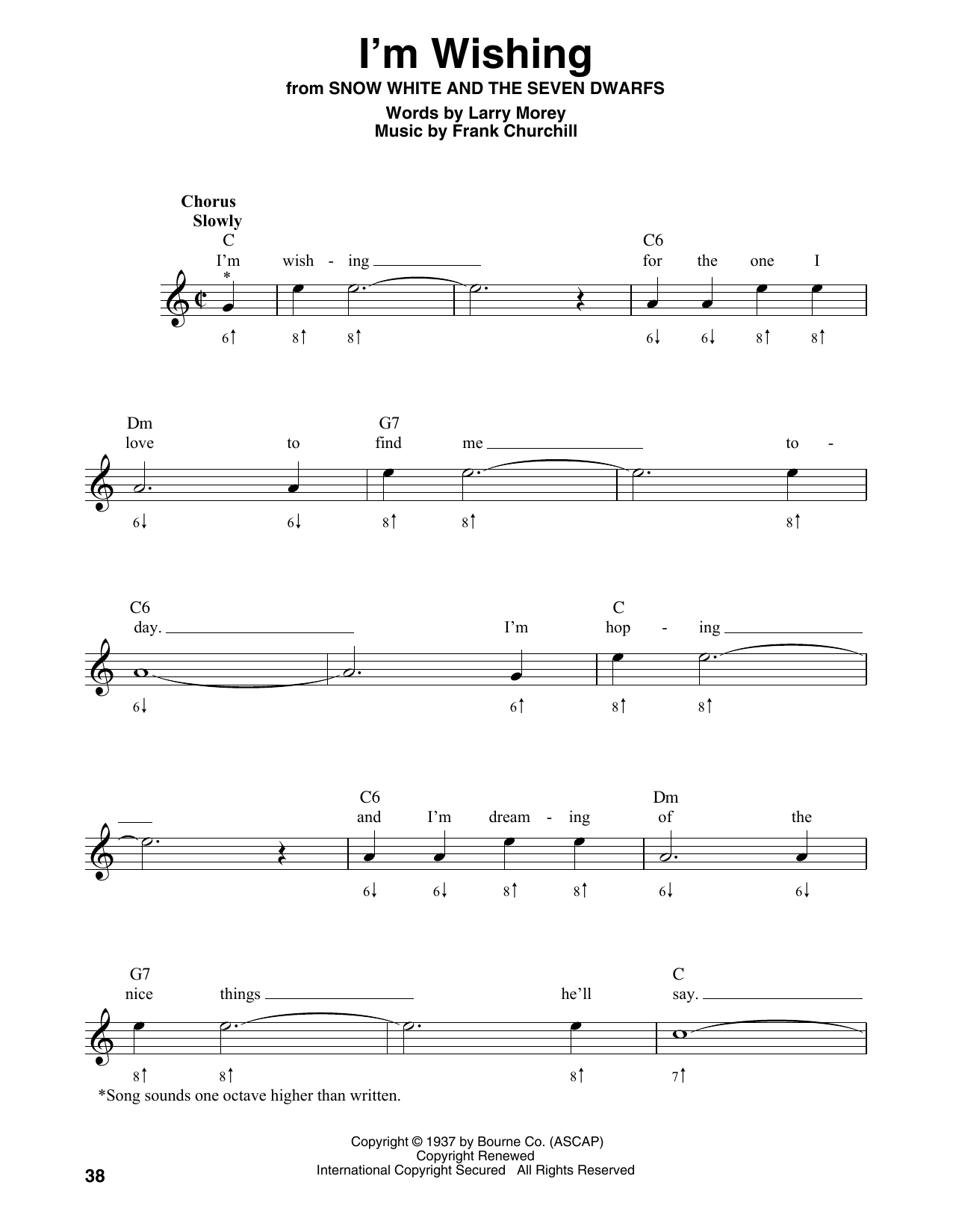 Product gallery: Page 1 of 1 I'm Wishing (from Snow White and the Seven Dwarfs), Larry Morey & Frank Churchill