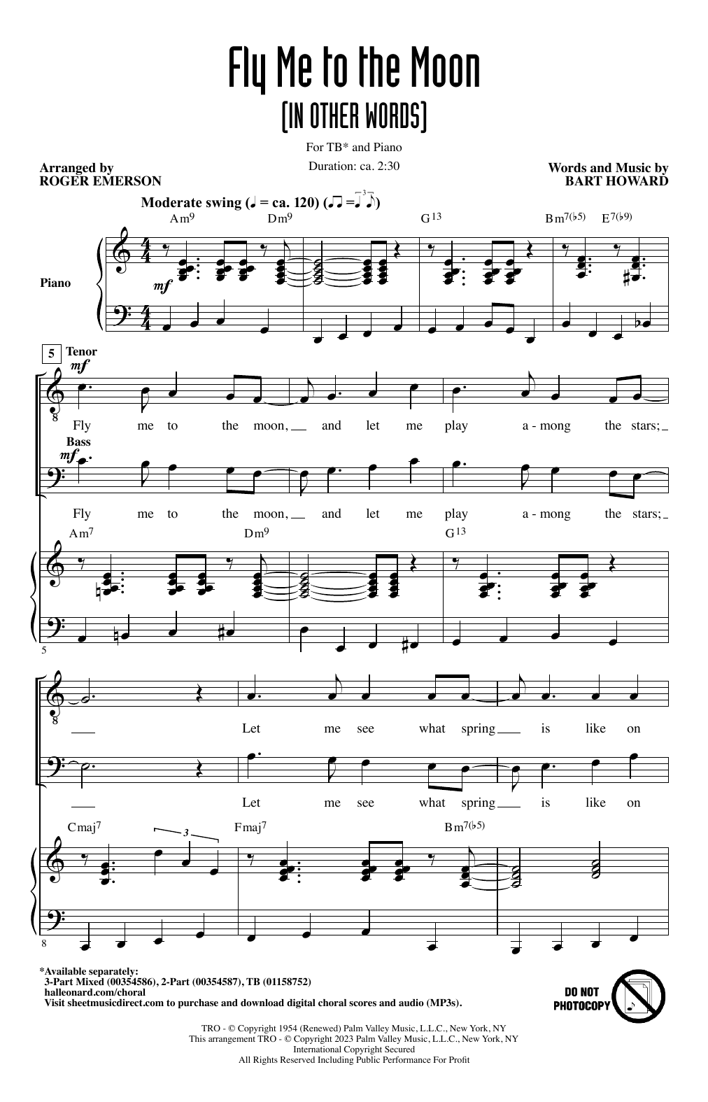 Produktbild zu: Fly Me To The Moon (In Other Words) (arr. Roger Emerson)