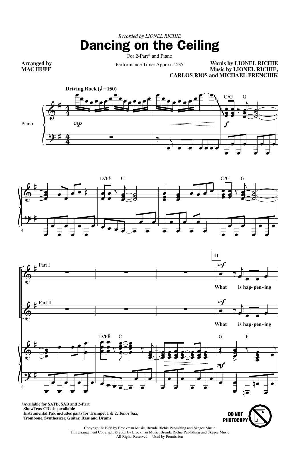 Product picture to: Dancing On The Ceiling (arr. Mac Huff)