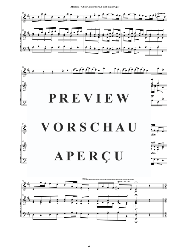Product gallery: Page 7 of 11 Oboe Concerto No.6 in D-Dur Op.7, , Oboe and Piano/Harpsichord