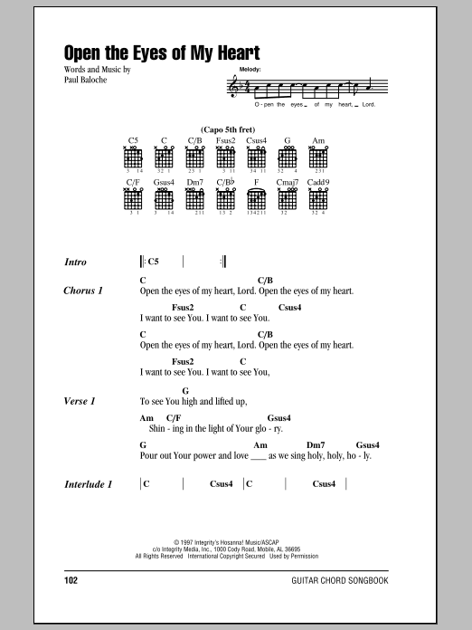 Produktgalerie: Seite 1 von 1 Open The Eyes Of My Heart, Paul Baloche, Gitarre