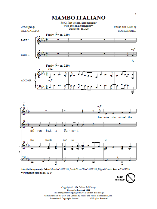 Product gallery: Page 1 of 1 Mambo Italiano (arr. Jill Gallina), Bob Merrill