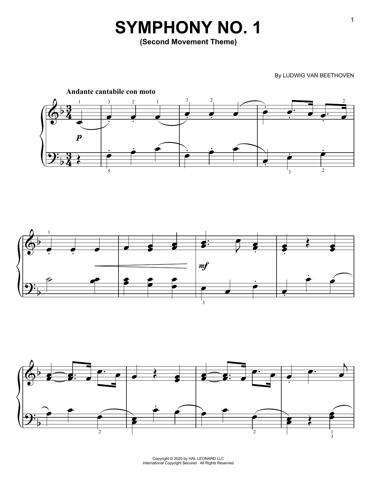 Produktbild zu: Symphony No. 1, Andante, Second Movement