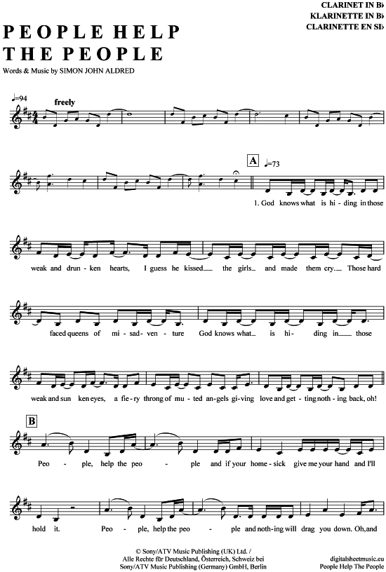 Product gallery: Page 1 of 4 People help the people , Birdy, Clarinet in B-flat