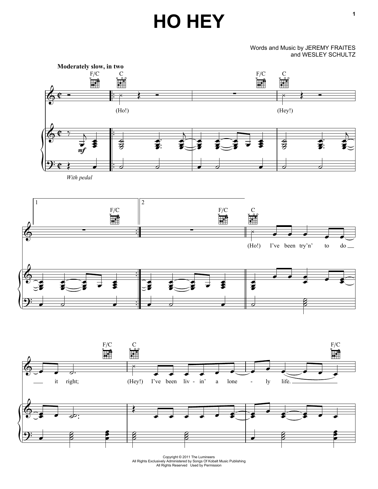 Produktgalerie: Seite 1 von 1 Ho Hey, The Lumineers, Gesang, Gitarre, Klavier