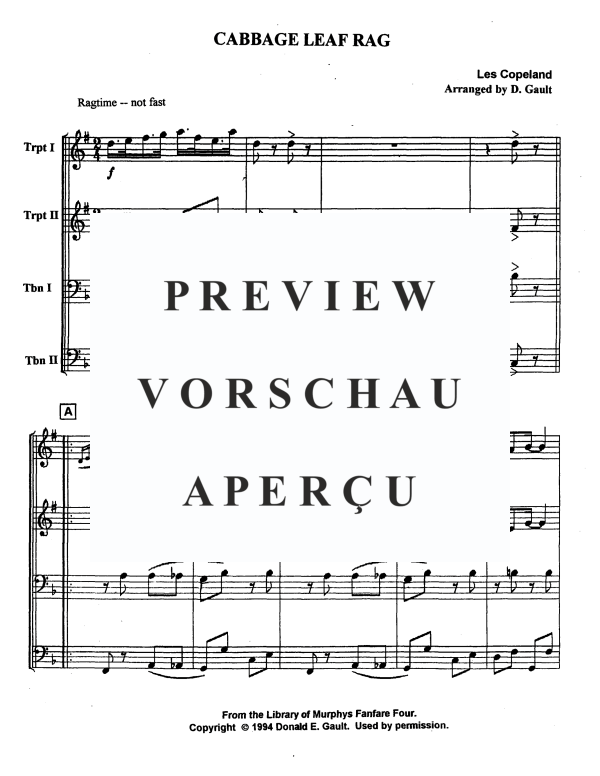 Produktgalerie: Seite 3 von 11 Cabbage Leaf Rag, , Blechbläser Quartett 2 Trompeten und 2 Posaunen