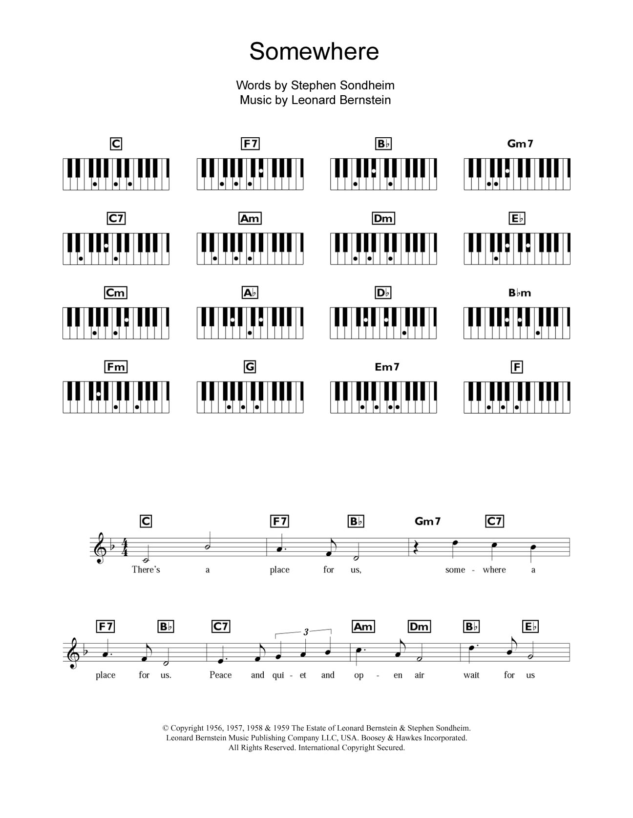 Produktgalerie: Seite 1 von 1 Somewhere (from West Side Story), Leonard Bernstein, Klavier