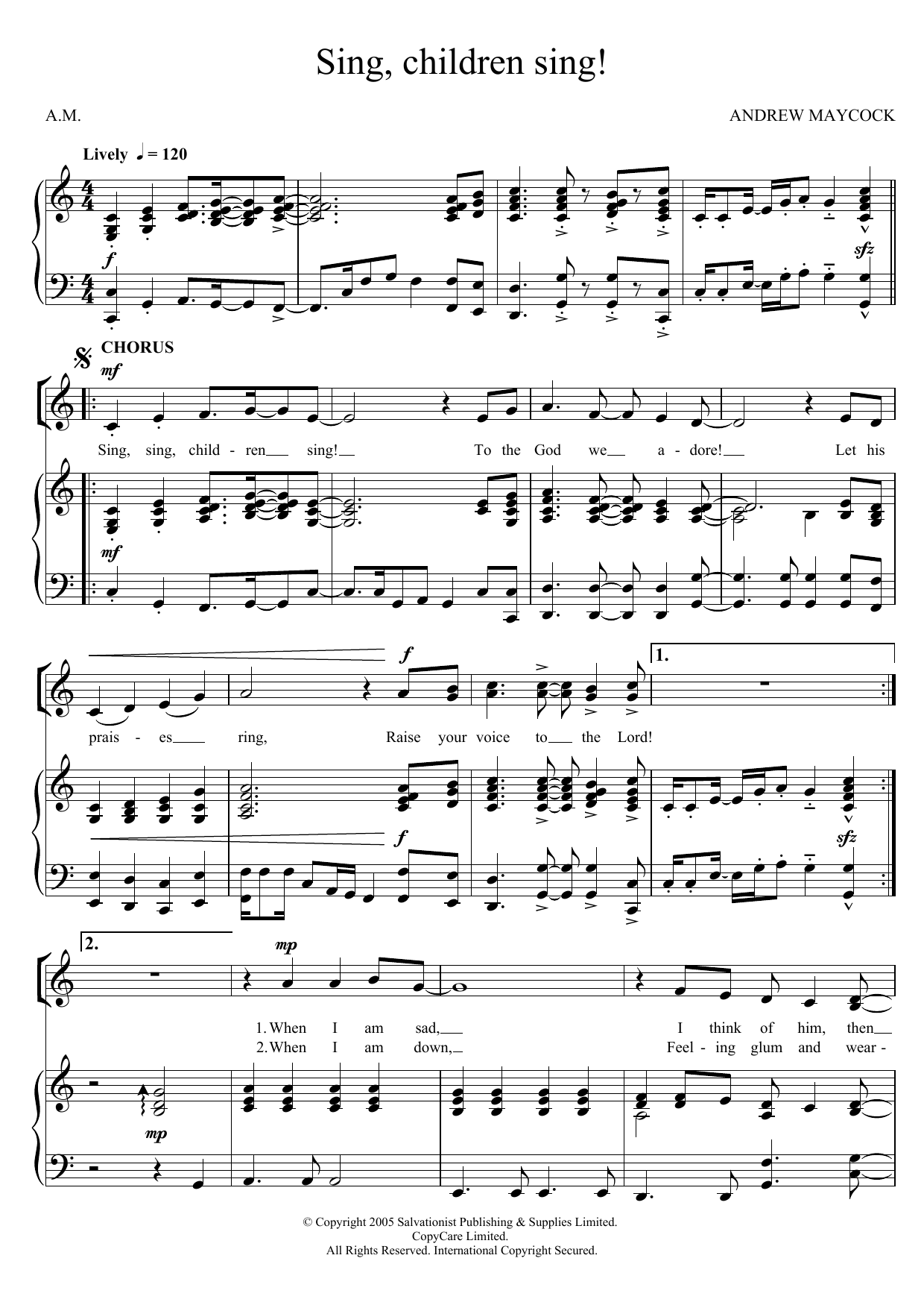 Produktgalerie: Seite 1 von 1 Sing, Children Sing!, The Salvation Army, Gesang, Gitarre, Klavier