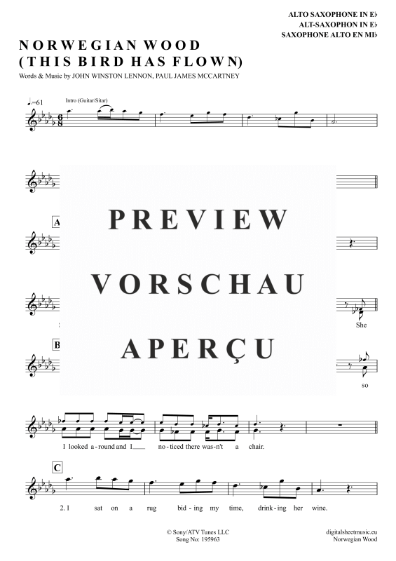 gallery: Norwegian Wood, Beatles, The, Alto Saxophone