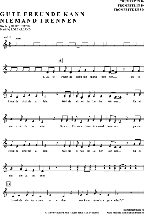 Produktgalerie: Seite 1 von 4 Gute Freunde Kann Niemand Trennen , Beckenbauer, Franz, Trompete in B