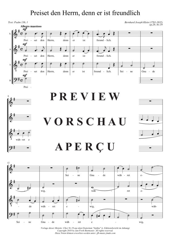 gallery: Preiset den Herrn denn er ist freundlich , , (Gemischter Chor)