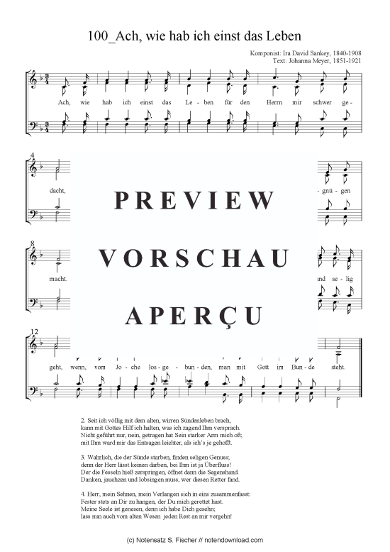Product picture to: Ach, wie hab ich einst das Leben Ira David Sankey, 1840-1908 / Johanna Meyer, 1851-1921