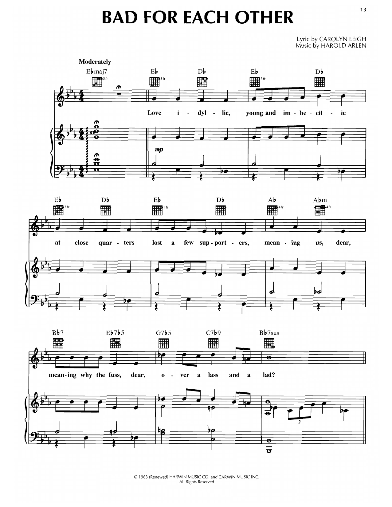 Produktgalerie: Seite 1 von 1 Bad For Each Other, Harold Arlen, Gesang, Gitarre, Klavier