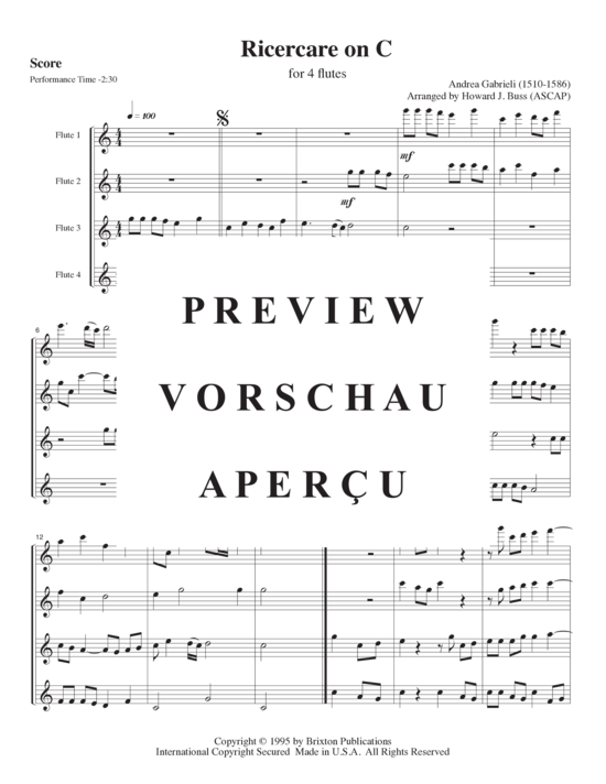 gallery: Ricercare on C , , (4 Flöten in C)