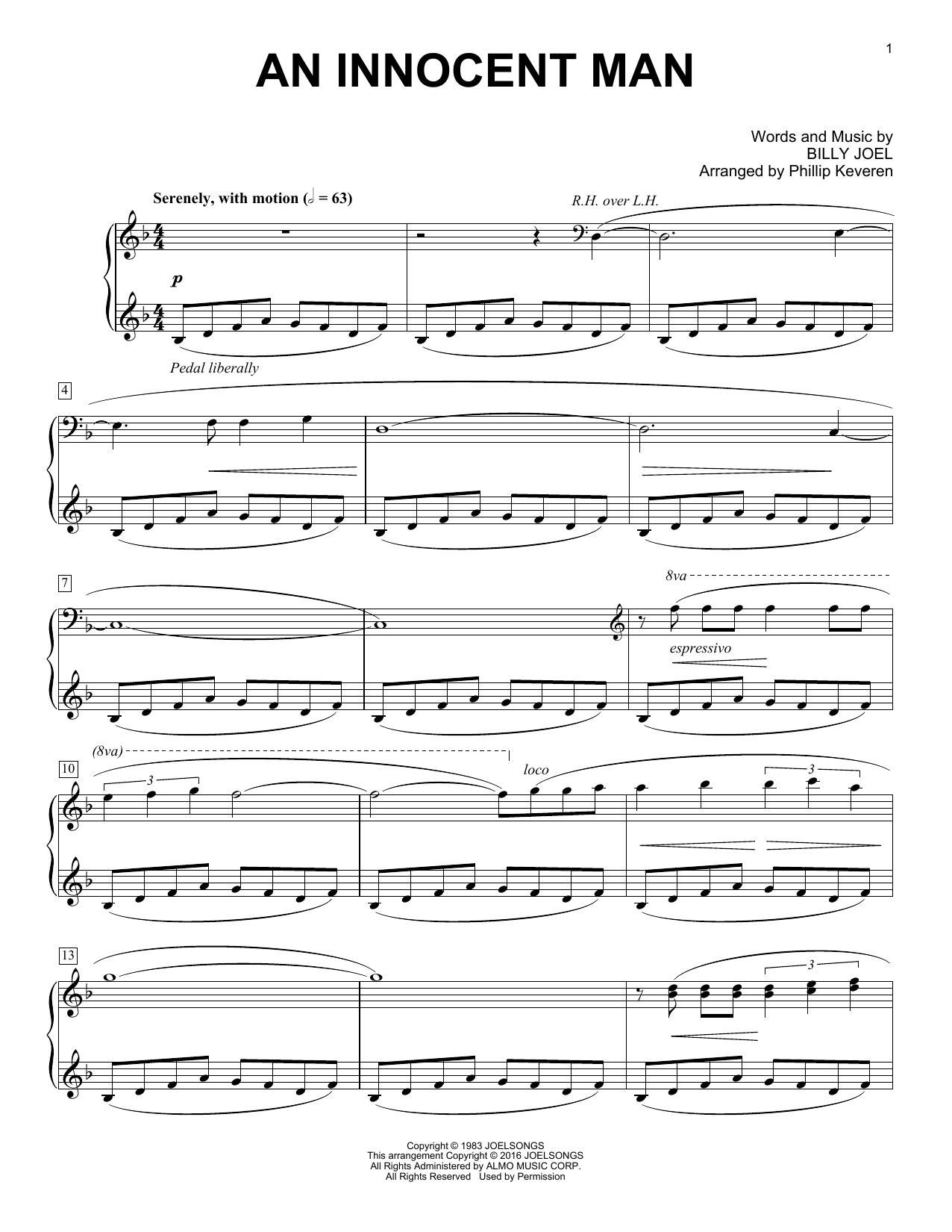 Product gallery: Page 1 of 1 An Innocent Man [Classical version] (arr. Phillip Keveren), Billy Joel