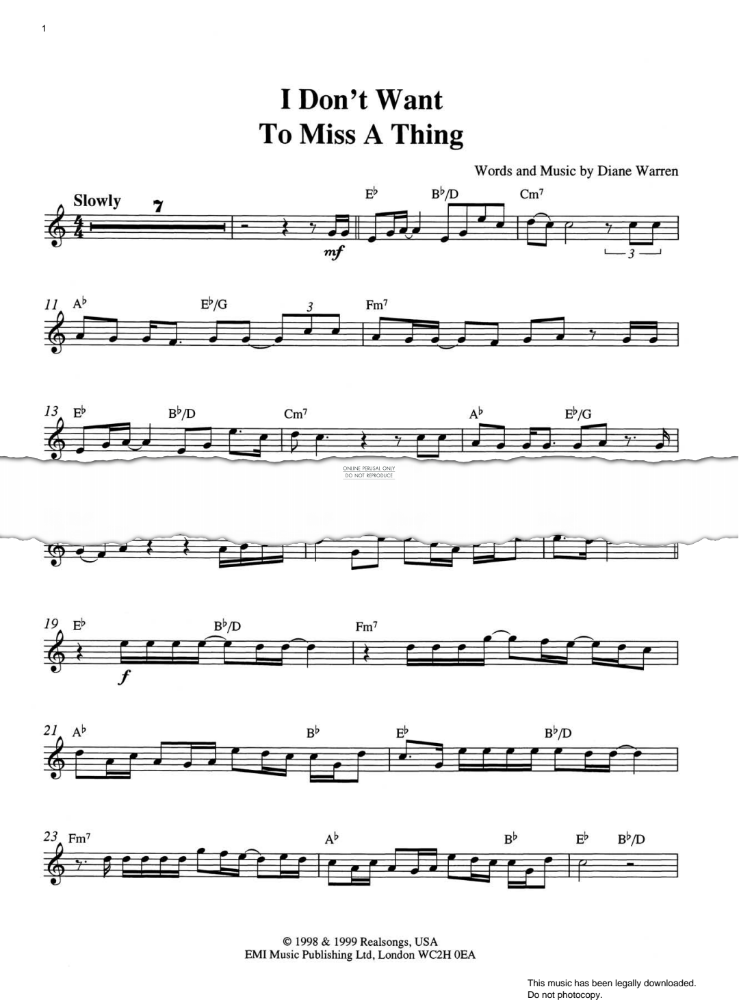 Product gallery: Page 1 of 1 I Don't Want To Miss A Thing, Diane Warren