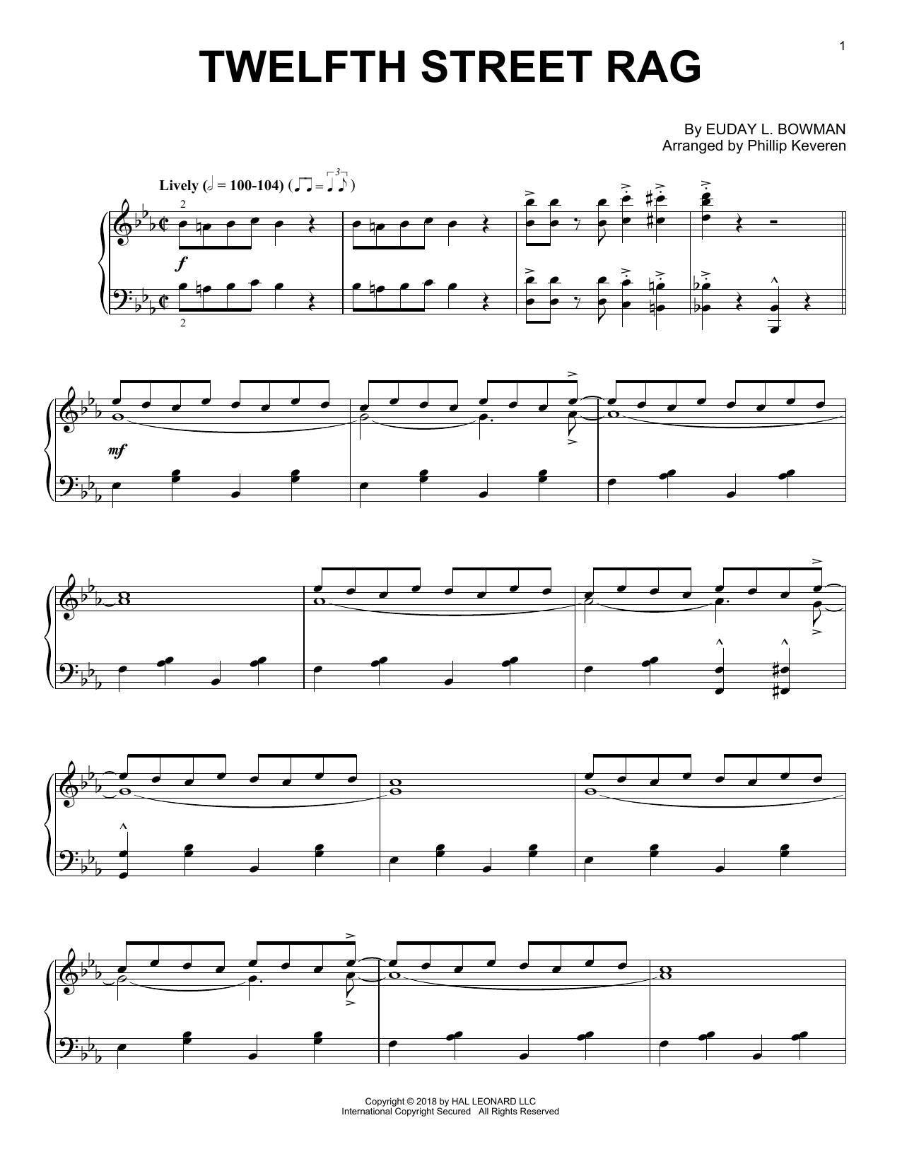 Product gallery: Page 1 of 1 Twelfth Street Rag [Jazz version] (arr. Phillip Keveren), Euday L. Bowman