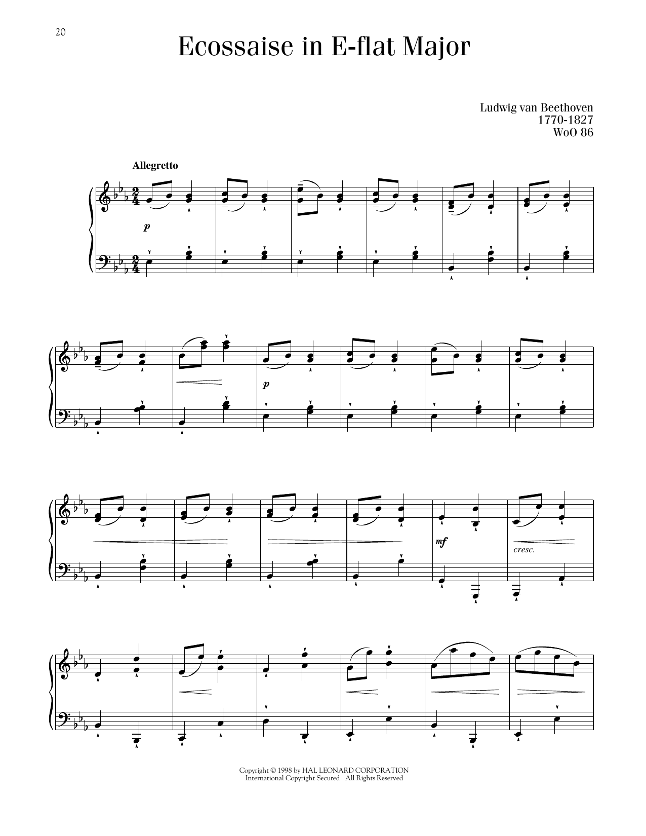 Product picture to: Ecossaise In E-Flat Major, WoO 86