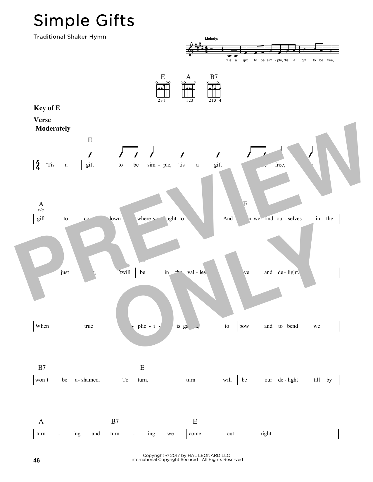 Product gallery: Page 1 of 1 Simple Gifts, Traditional Shaker Hymn