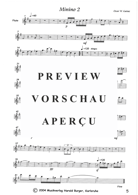 gallery: Sechs Mininos für Flöte und Gitarre, , Querflöte - Einzelstimme
