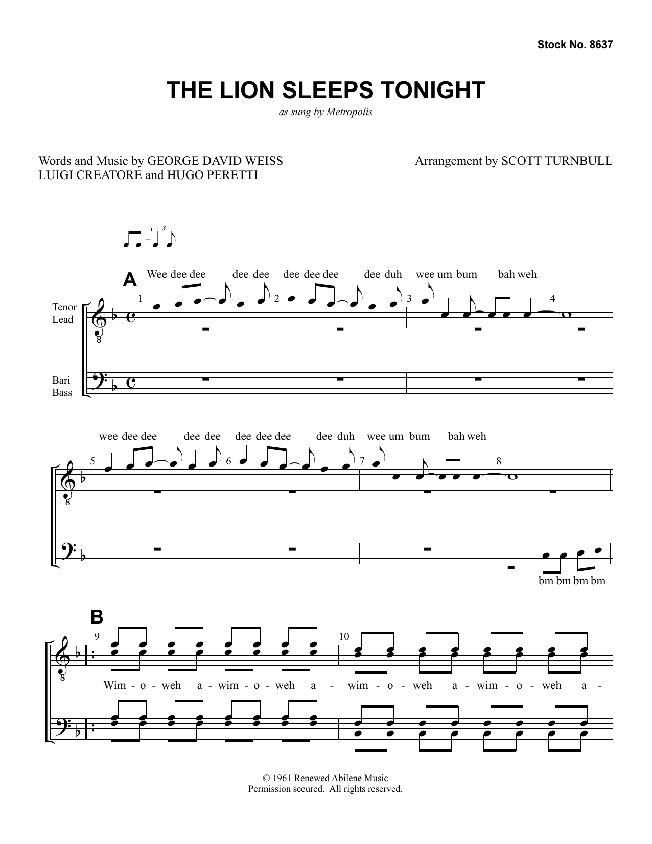 Produktbild zu: The Lion Sleeps Tonight (arr. Scott Turnbull)