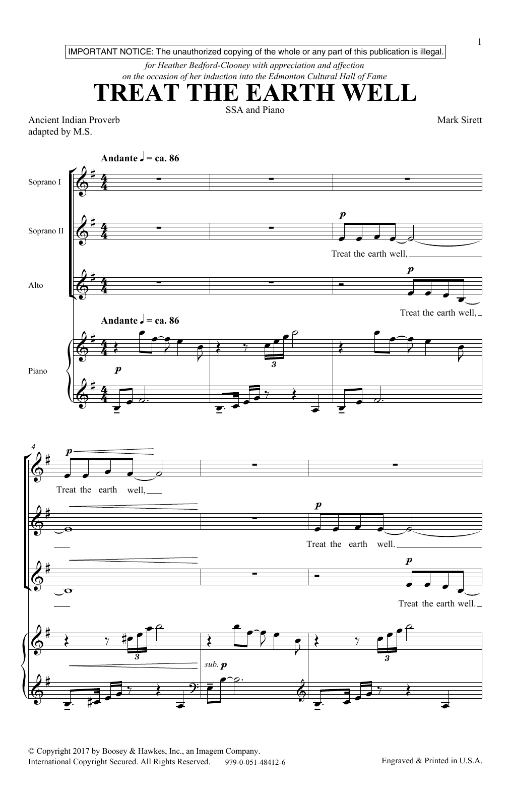 Produktgalerie: Seite 1 von 1 Treat The Earth Well, Mark Sirett, Chor