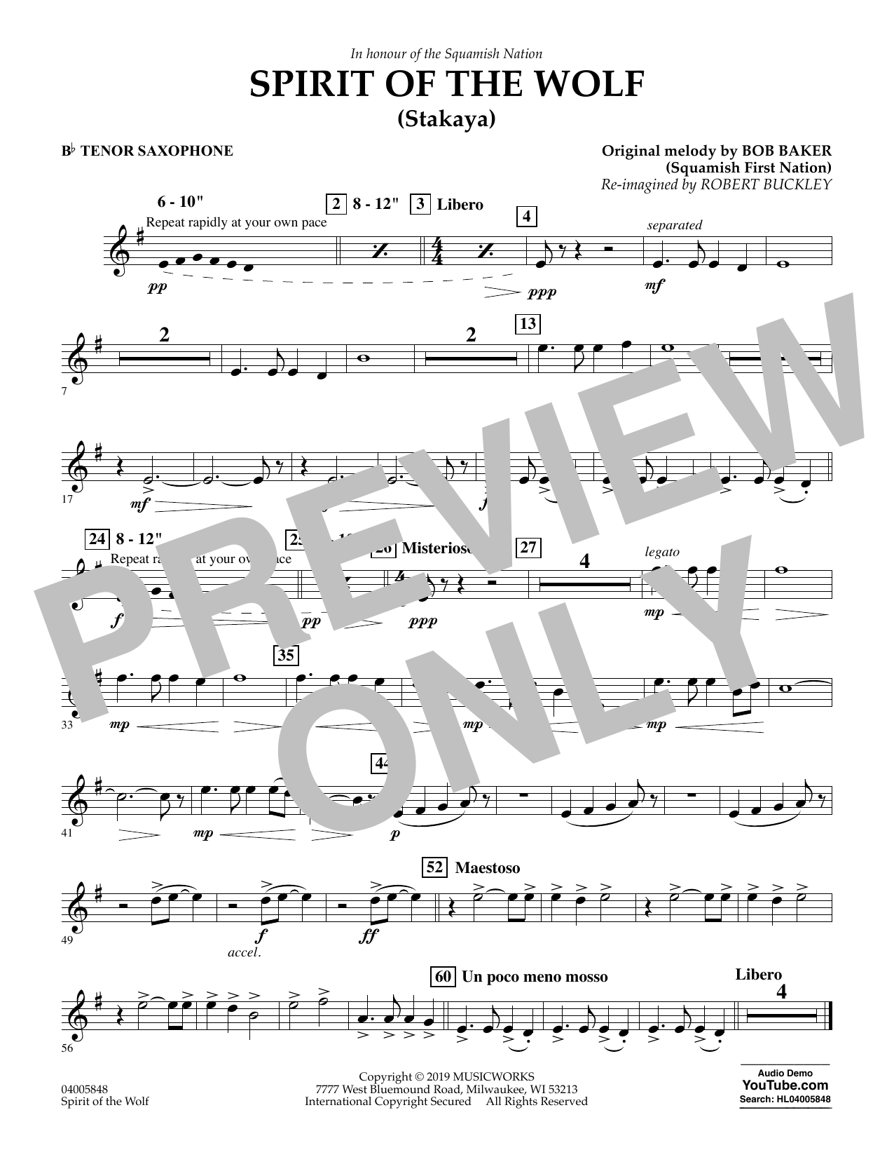 Product picture to: Spirit of the Wolf (Stakaya) - Bb Tenor Saxophone