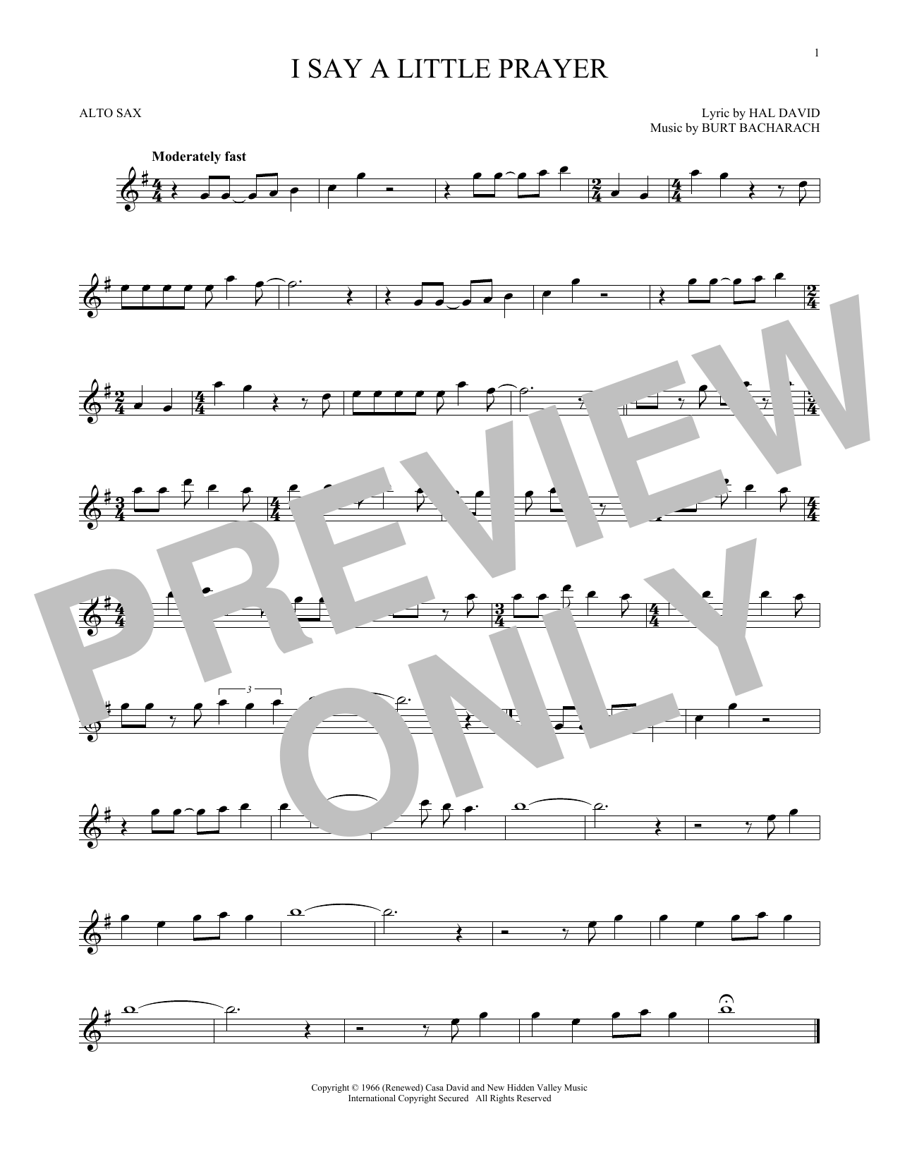 Product gallery: Page 1 of 1 I Say A Little Prayer, Bacharach & David