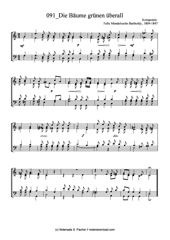 Product picture to: Die Bäume grünen überall Felix Mendelssohn Bartholdy, 1809-1847