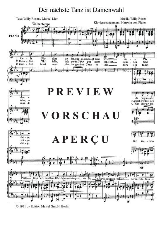 Produktgalerie: Seite 4 von 4 Der nächste Tanz ist Damenwahl, 	, Klavier und Gesang