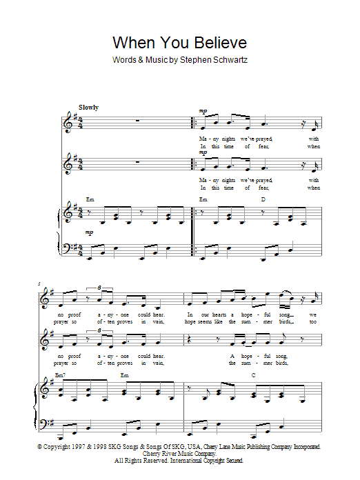 Product gallery: Page 1 of 1 When You Believe, Stephen Schwartz