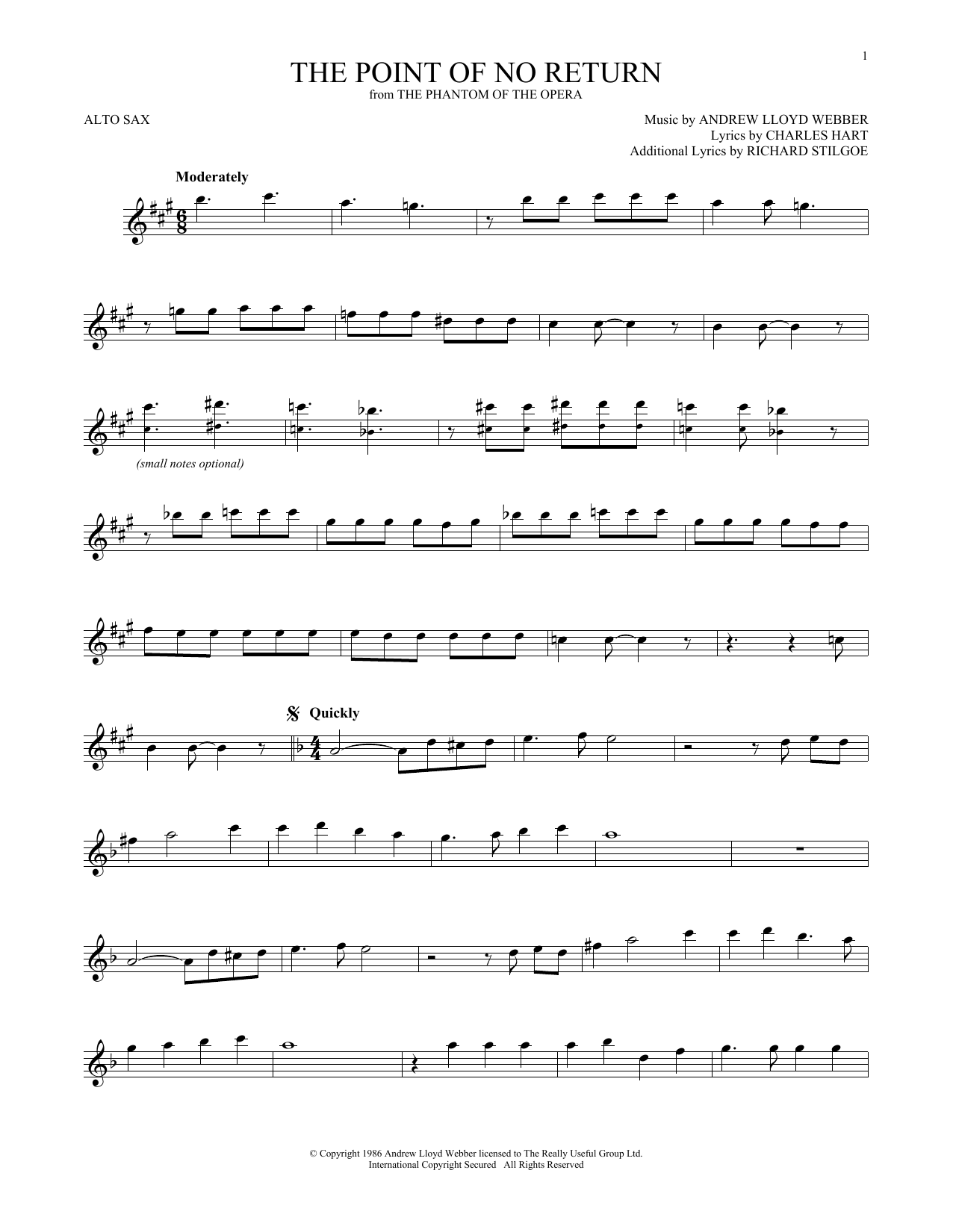 Product gallery: Page 1 of 1 The Point Of No Return (from The Phantom Of The Opera), Andrew Lloyd Webber