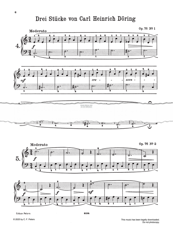 Produktgalerie: Seite 1 von 1 Moderato, Op. 76, Nr. 1, 2, 10, Carl Heinrich Döring, Klavier