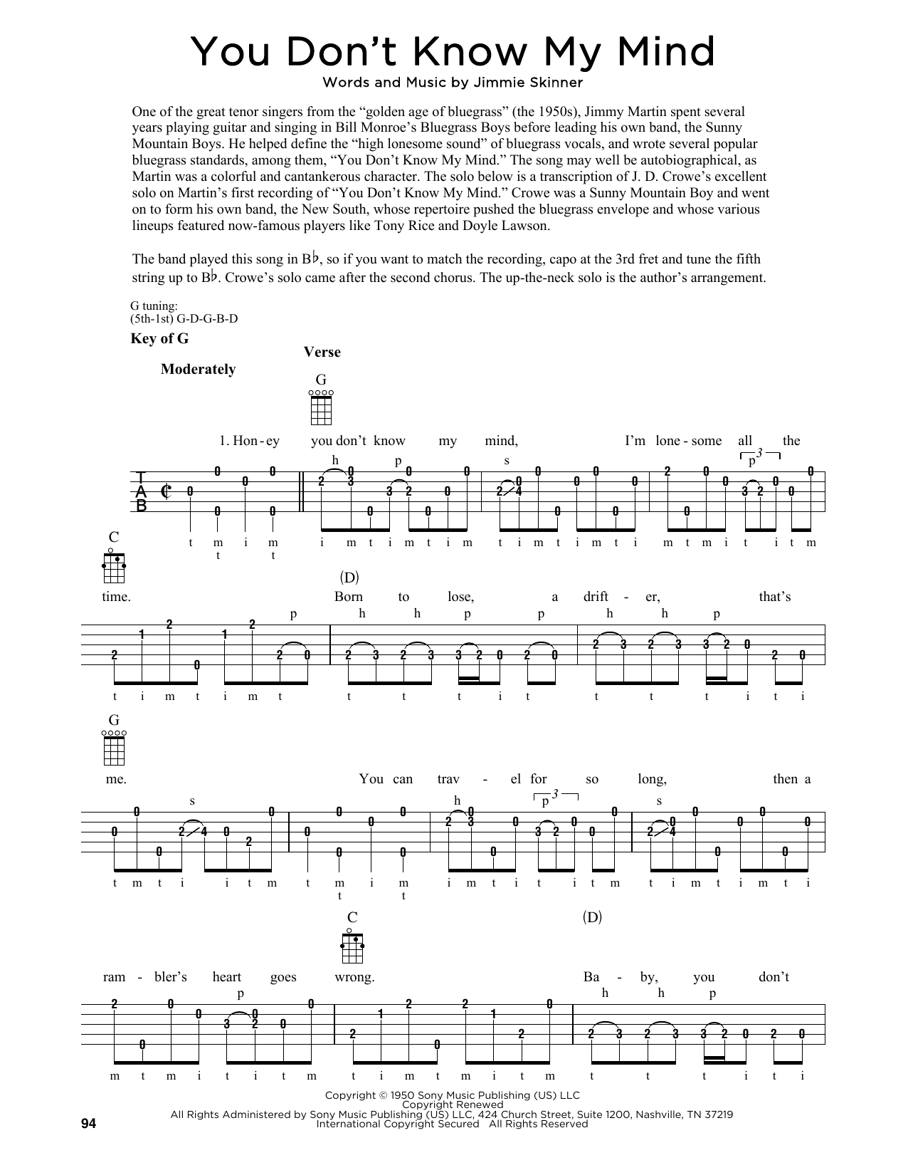 Produktgalerie: Seite 1 von 1 You Don't Know My Mind (arr. Fred Sokolow), Jimmie Skinner, Banjo