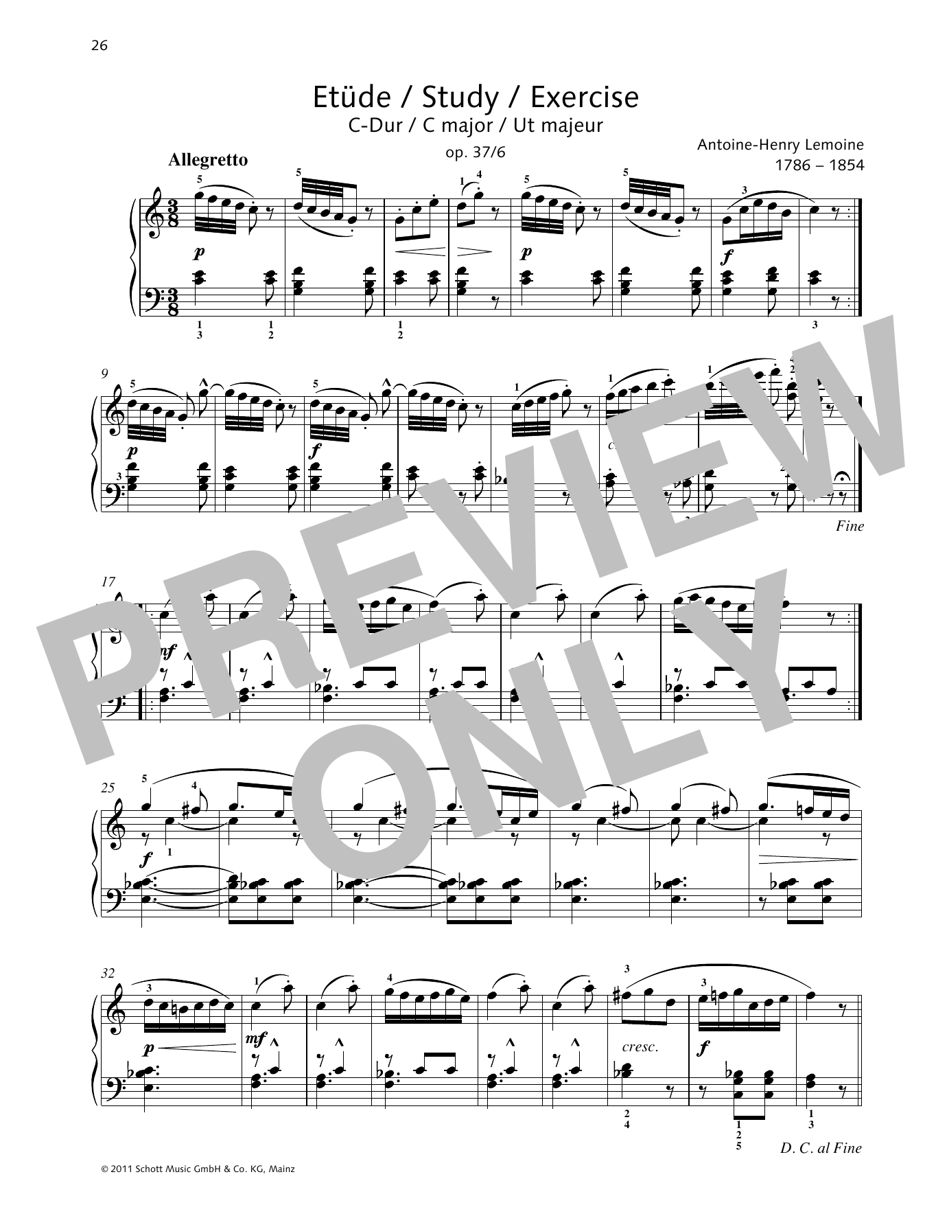 Product gallery: Page 1 of 1 Study C major, Antoine-Henry Lemoine