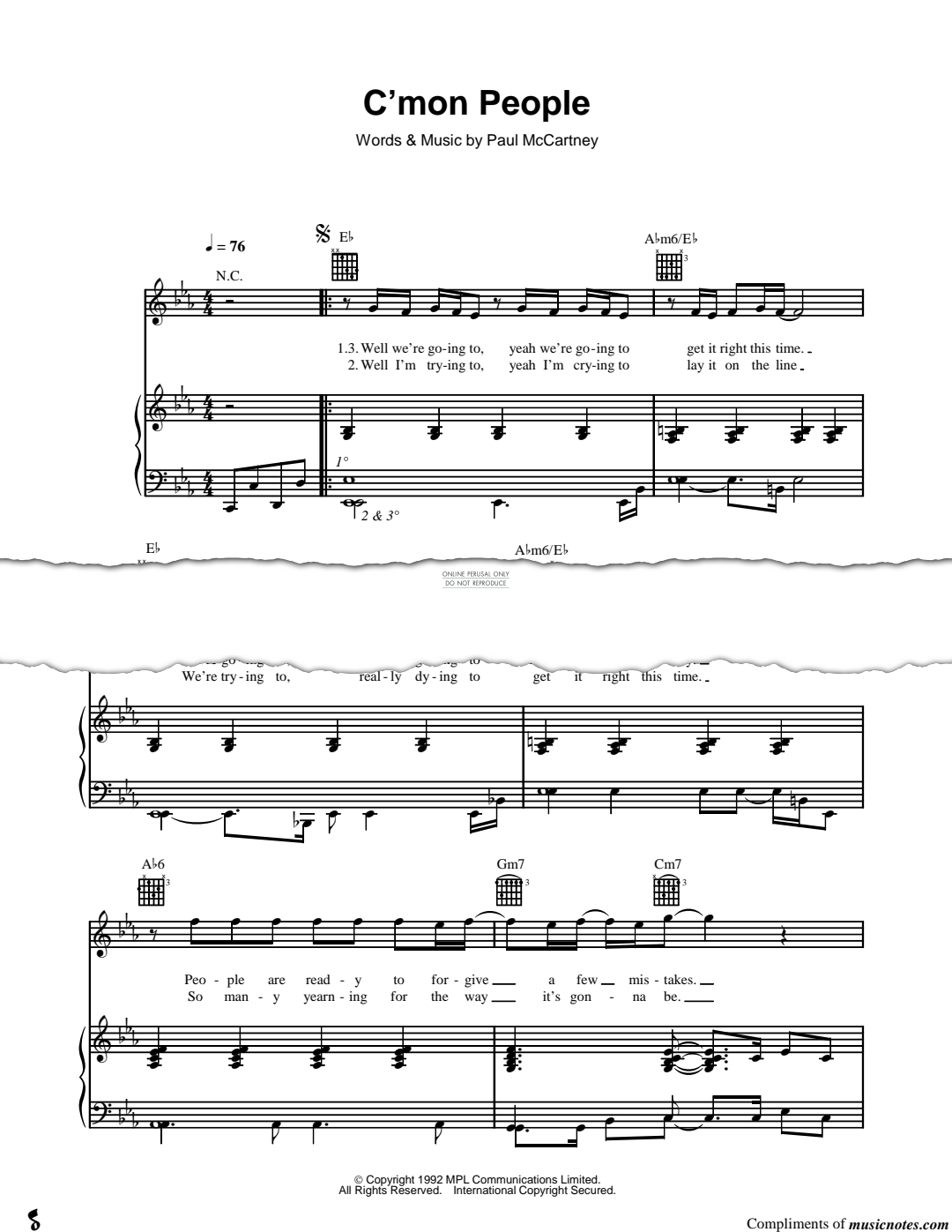 Produktgalerie: Seite 1 von 1 C'mon People, Paul McCartney, Gesang, Klavier, Percussion