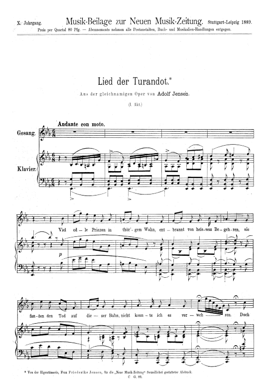 Product picture to: Lied der Turandot Adolf Jensen