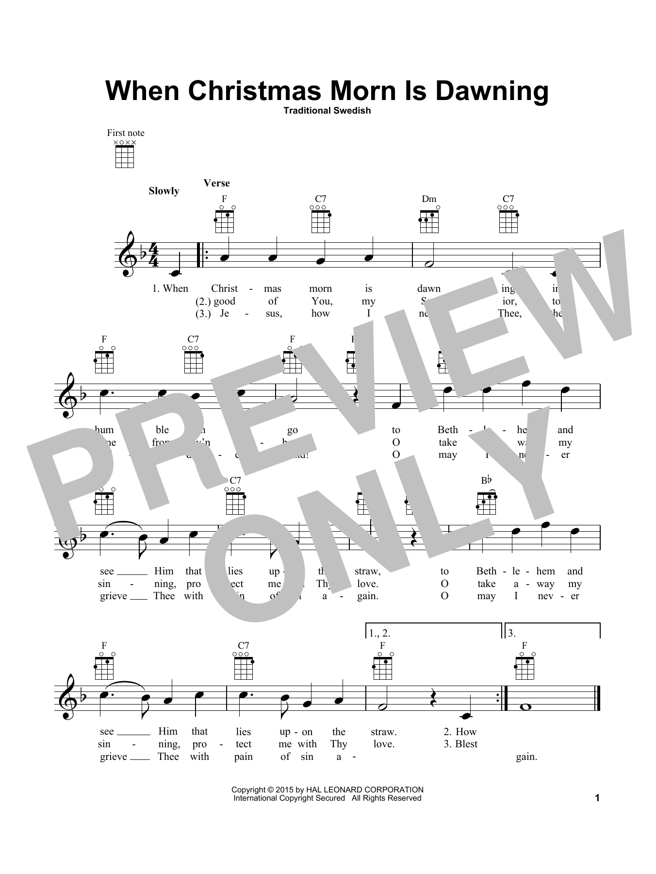 Product gallery: Page 1 of 1 When Christmas Morn Is Dawning, Traditional Swedish